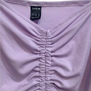 SHEIN Light Lavender Ruched Ribbed Top